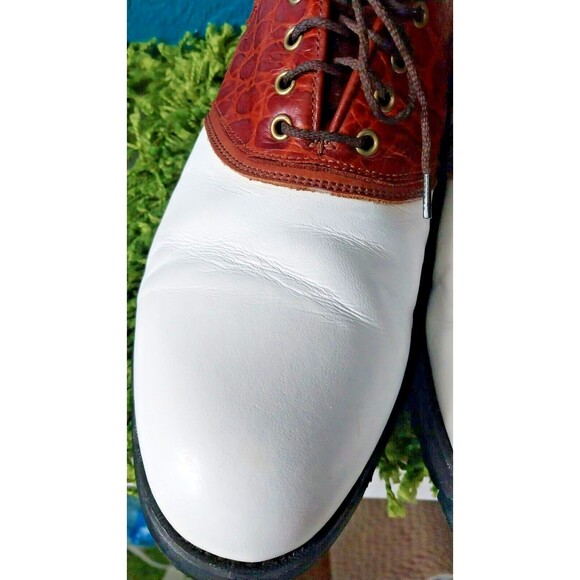 Florsheim Spikeless White/Brown Magneforce Golf Shoes Size 9.5 Men's - Picture 4 of 11
